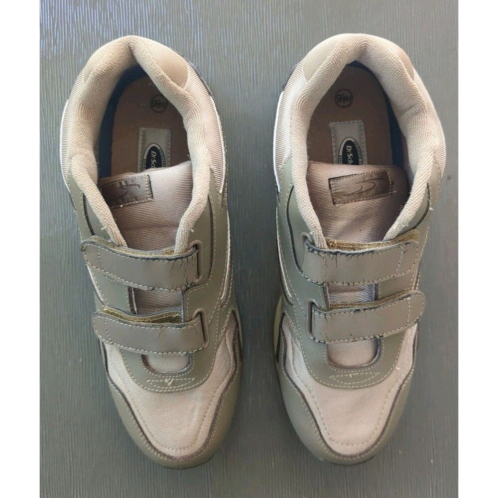 Dr. Scholl's Men's Leather/Tech Fabric Sneakers Shoes 9.5 W Taupe Comfort